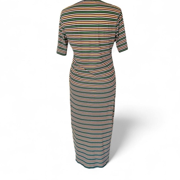 Zara striped ribbed fitted short sleeve midi dress M - Picture 3 of 7